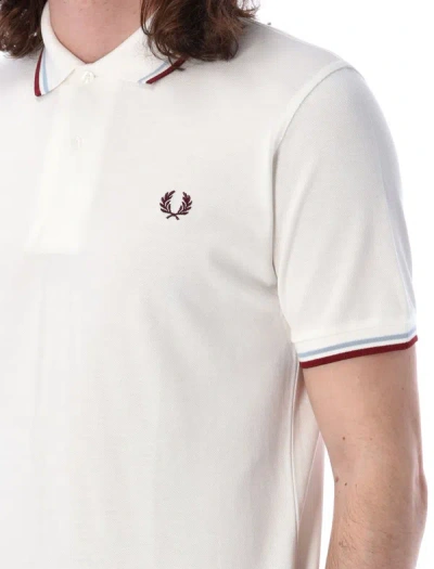 Shop Fred Perry The Original Twin Tipped Piqué Polo Shirt In White Maroon