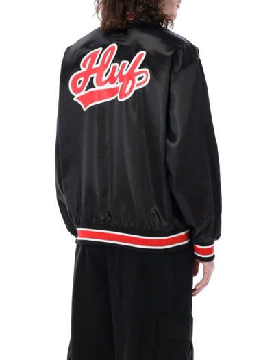 Shop Huf Pop Fly Satin Baseball Jacket In Black