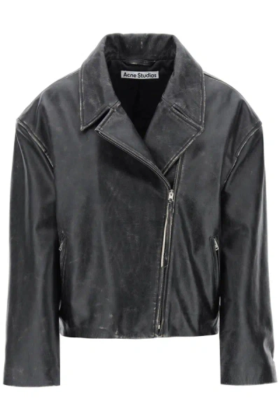 Shop Acne Studios "vintage Leather Jacket With Distressed Effect Women In Black