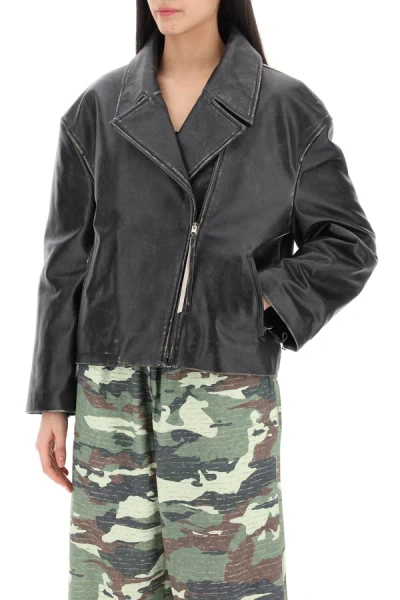 Shop Acne Studios "vintage Leather Jacket With Distressed Effect Women In Black