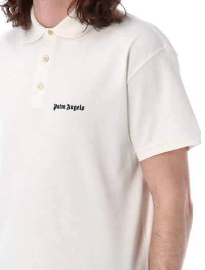 Shop Palm Angels Classic Logo Polo Shirt In White