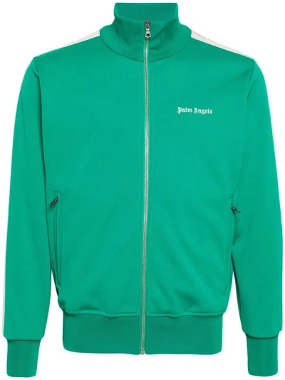 Shop Palm Angels Sports Jacket With Embroidery In Green