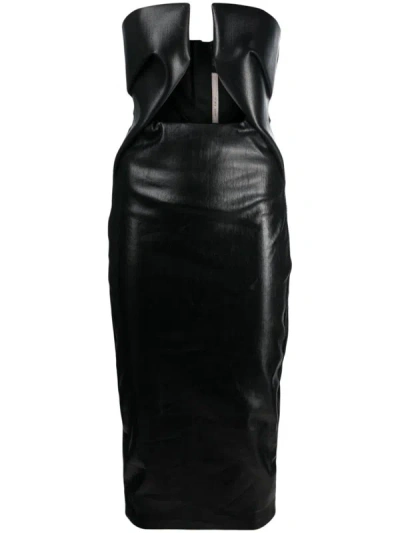 Shop Rick Owens Coated Denim Dress In Black