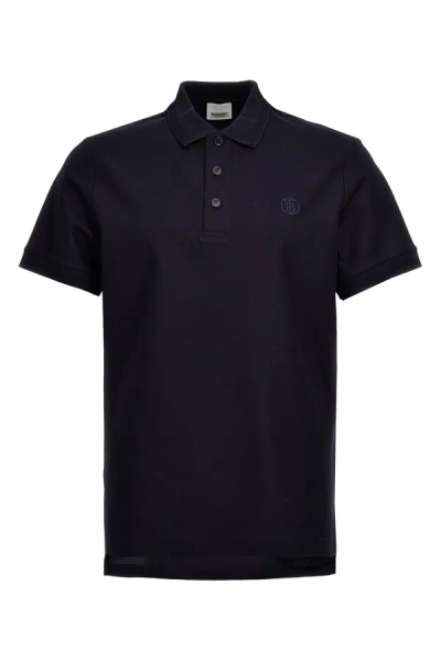 Shop Burberry Men 'eddie' Polo Shirt In Blue