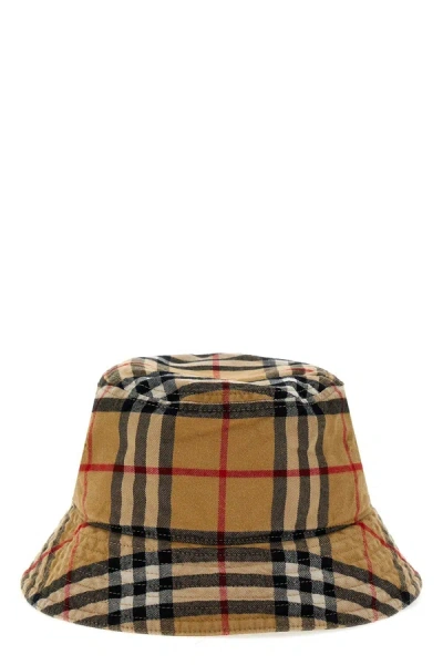Burberry Men Bucket Hat Check In Cream