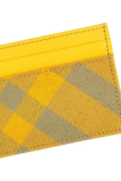 Shop Burberry Men Check Card Holder In Yellow