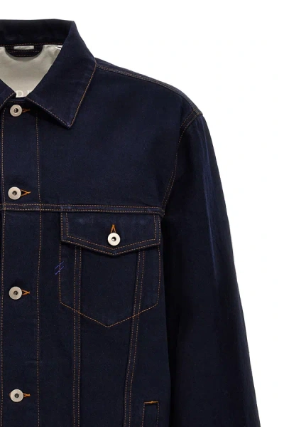 Burberry Denim Jacket With Chest Pockets And Contrast Stitching In Blue