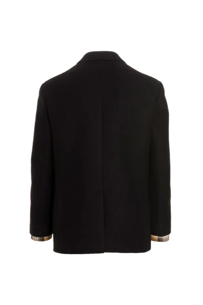 Shop Burberry Men Wool Tailored Blazer Jacket In Black