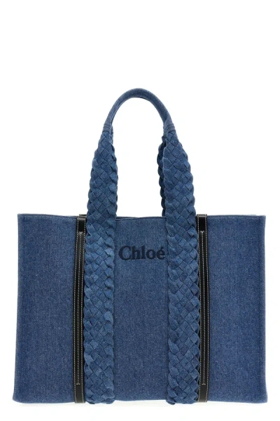 Shop Chloé Women 'woody' Large Shopping Bag In Blue