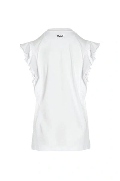 Shop Chloé Women Ruffled T-shirt In White