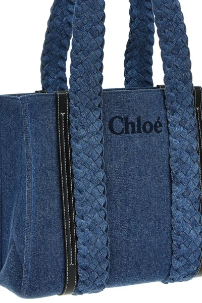 Shop Chloé Women Small 'woody' Shopping Bag In Blue