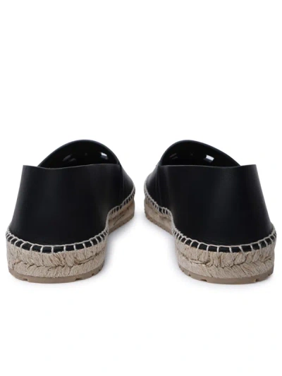 Shop Dolce & Gabbana Black Leather Espadrilles Man