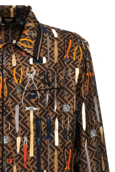 Shop Fendi Men ' Tools' Shirt In Brown