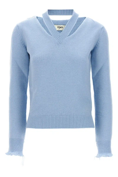 Shop Fendi Women Cut-out Sweater In Blue