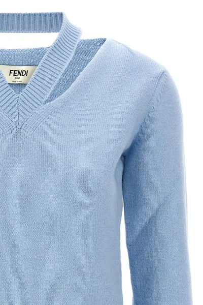 Shop Fendi Women Cut-out Sweater In Blue