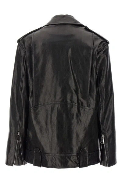 Shop Khaite Women 'hanson' Leather Biker Jacket In Black