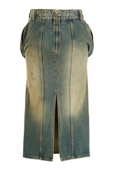 Shop Maison Margiela Women Dirty-used Effect Skirt In Blue