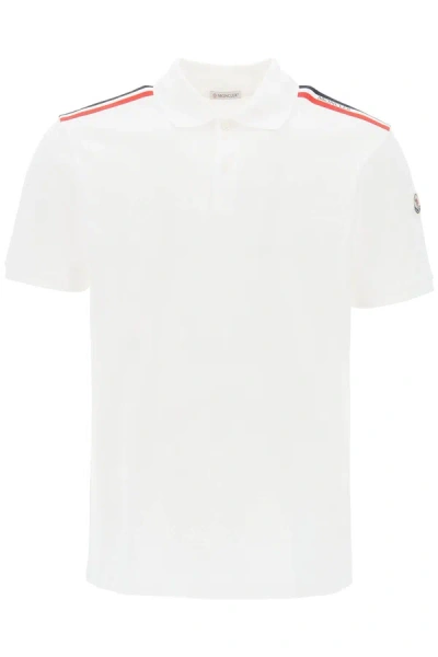 Shop Moncler Basic "tricolor Striped Polo Men In White