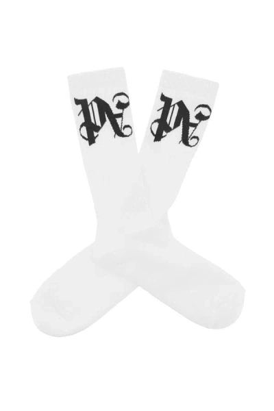Shop Palm Angels Pa Monogram Socks Men In White