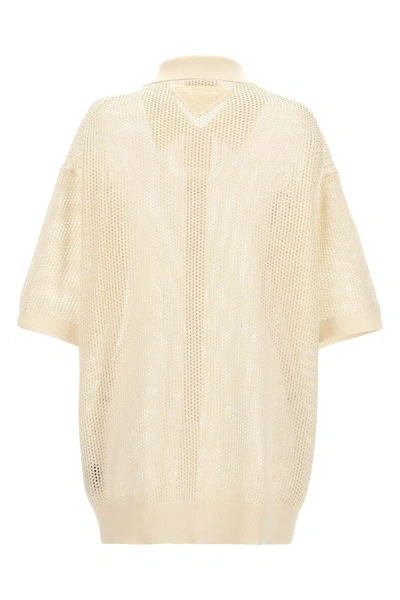 Shop Prada Men Mesh Knit Shirt In White