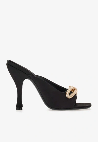 Shop Ferragamo Amy 105 Bow-embellished Mules In Black