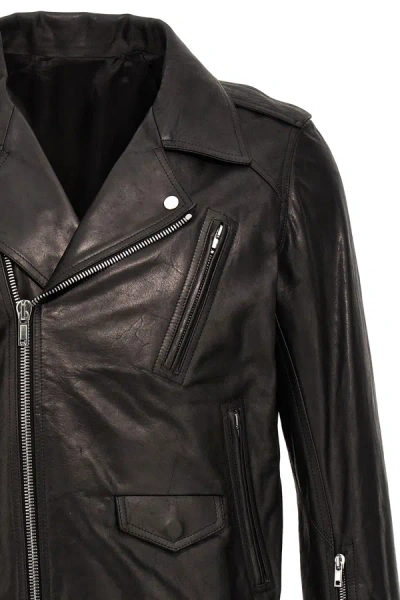 Shop Rick Owens Men Leather Biker Jacket In Black