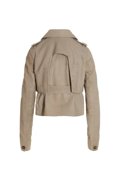 Shop Rick Owens Women 'mini Trench' Jacket In Gray