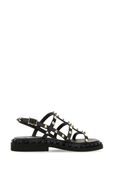 Shop Valentino Garavani Woman Back Leather Rockstud Sandals In Black