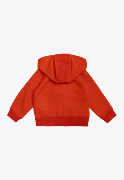 Shop Burberry Babies Devan Logo-embroidered Hooded Sweatshirt In Orange