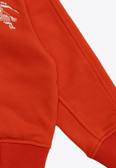 Shop Burberry Babies Devan Logo-embroidered Hooded Sweatshirt In Orange