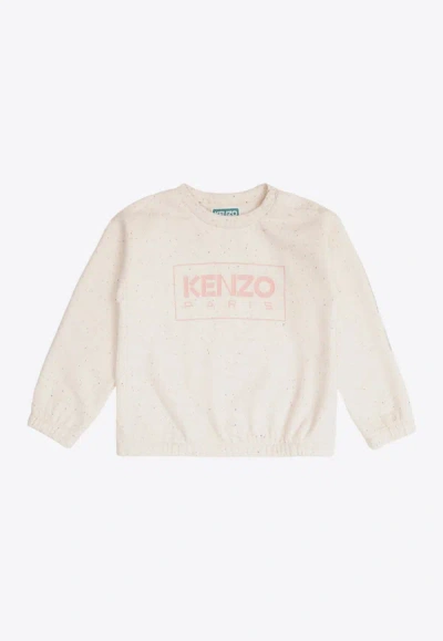 Shop Kenzo Baby Girls Logo Print Crewneck Sweatshirt In Cream