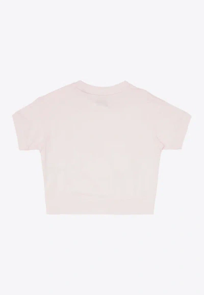 Shop Burberry Baby Girls Printed Crewneck T-shirt In Pink