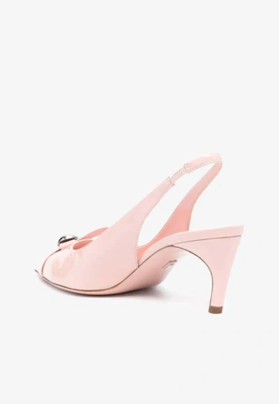 Shop Ferragamo Brilda 55 Bow-applique Slingback Pumps In Pink