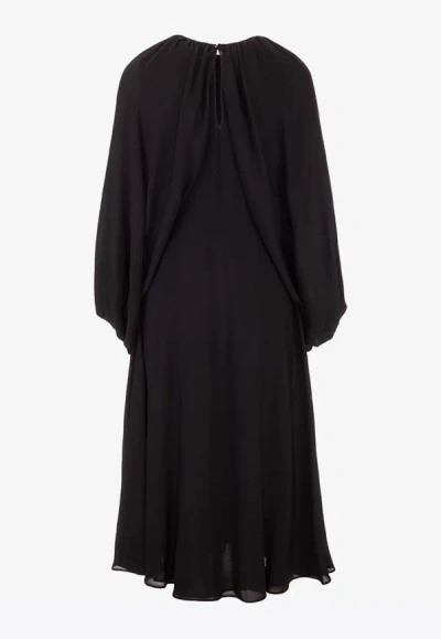 Shop Valentino Cape Sleeves Georgette Midi Dress- Delivery In 3-4 Weeks In Black