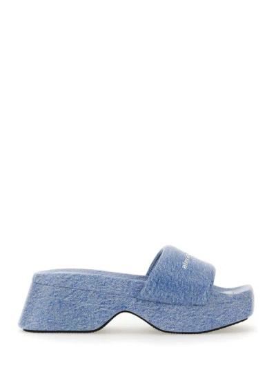Shop Alexander Wang Sandal With Logo In Blue