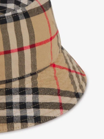 Shop Burberry Vintage Check Cotton Bucket Hat In Archive Beige