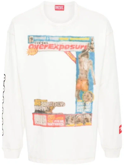 Shop Diesel Boxt Long Sleeves T-shirt Clothing In White