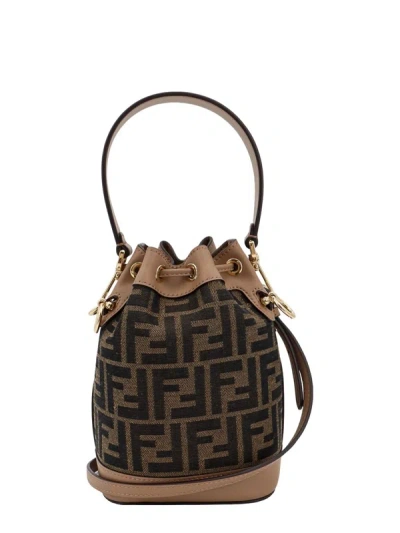 Shop Fendi "mon Tresor" Mini Hand Bag In Brown