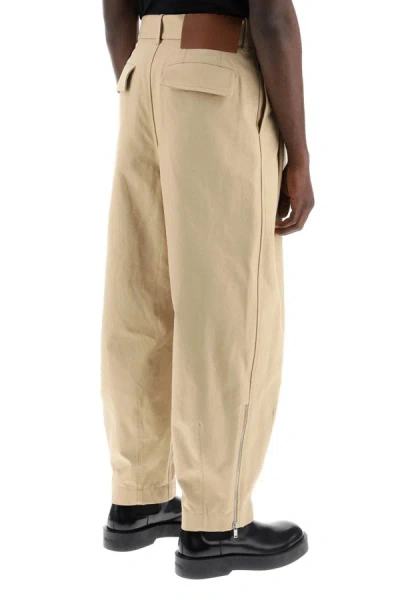 Shop Jil Sander Cotton Pants With Removable Belt In Beige