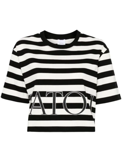 Shop Patou Striped Cotton T-shirt In Black
