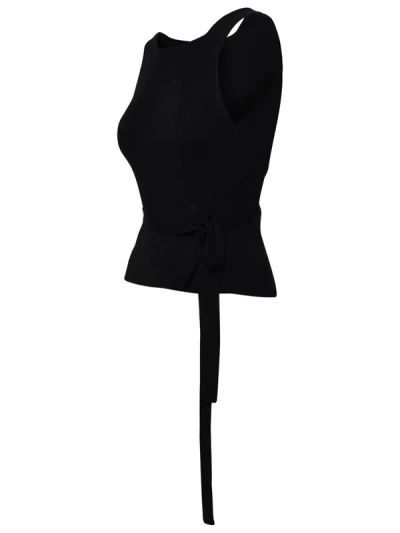 Shop Patou Black Wool Blend Tank Top