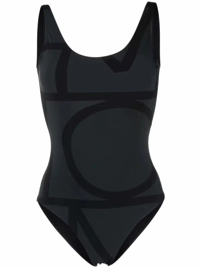 Shop Totême Monogram Swimsuit Clothing In Black
