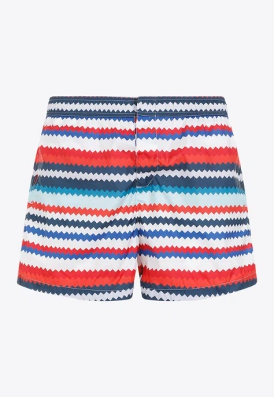 Shop Missoni Chevron Stripe Swim Shorts In Multicolor