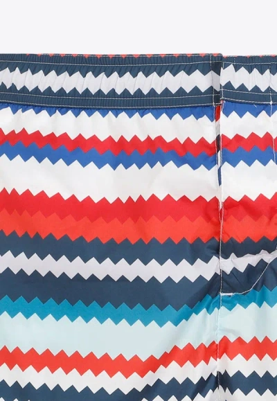 Shop Missoni Chevron Stripe Swim Shorts In Multicolor