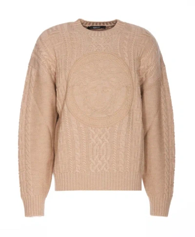 Shop Versace Sweaters In Beige