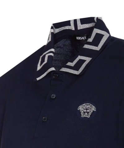 Shop Versace T-shirts And Polos In Blue