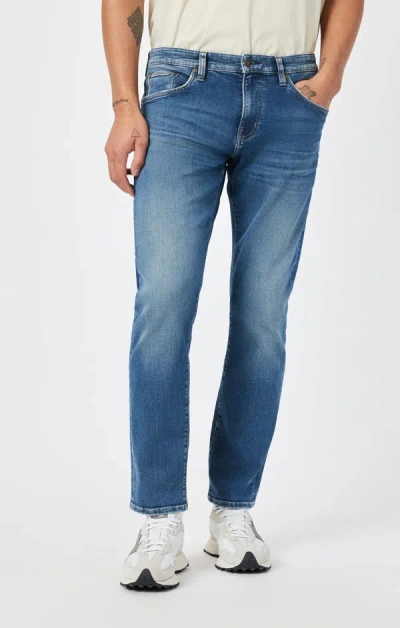 Shop Mavi Marcus Slim Straight Leg In Mid Brushed Organic Selvedge