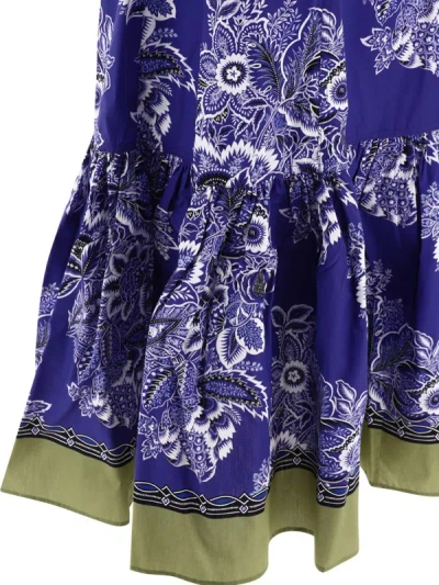 Shop Etro Bandana Bouquet Dress In Blue