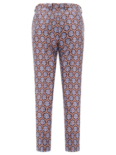 Shop Etro Shiny Jacquard Trousers In Blue
