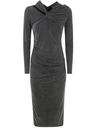 Shop Giorgio Armani Long Sleeves Pencil Long Dress Clothing In Grey